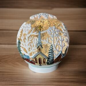 Beautiful Large Lighted Church, Santa Snow Globe With Swirling Snow.